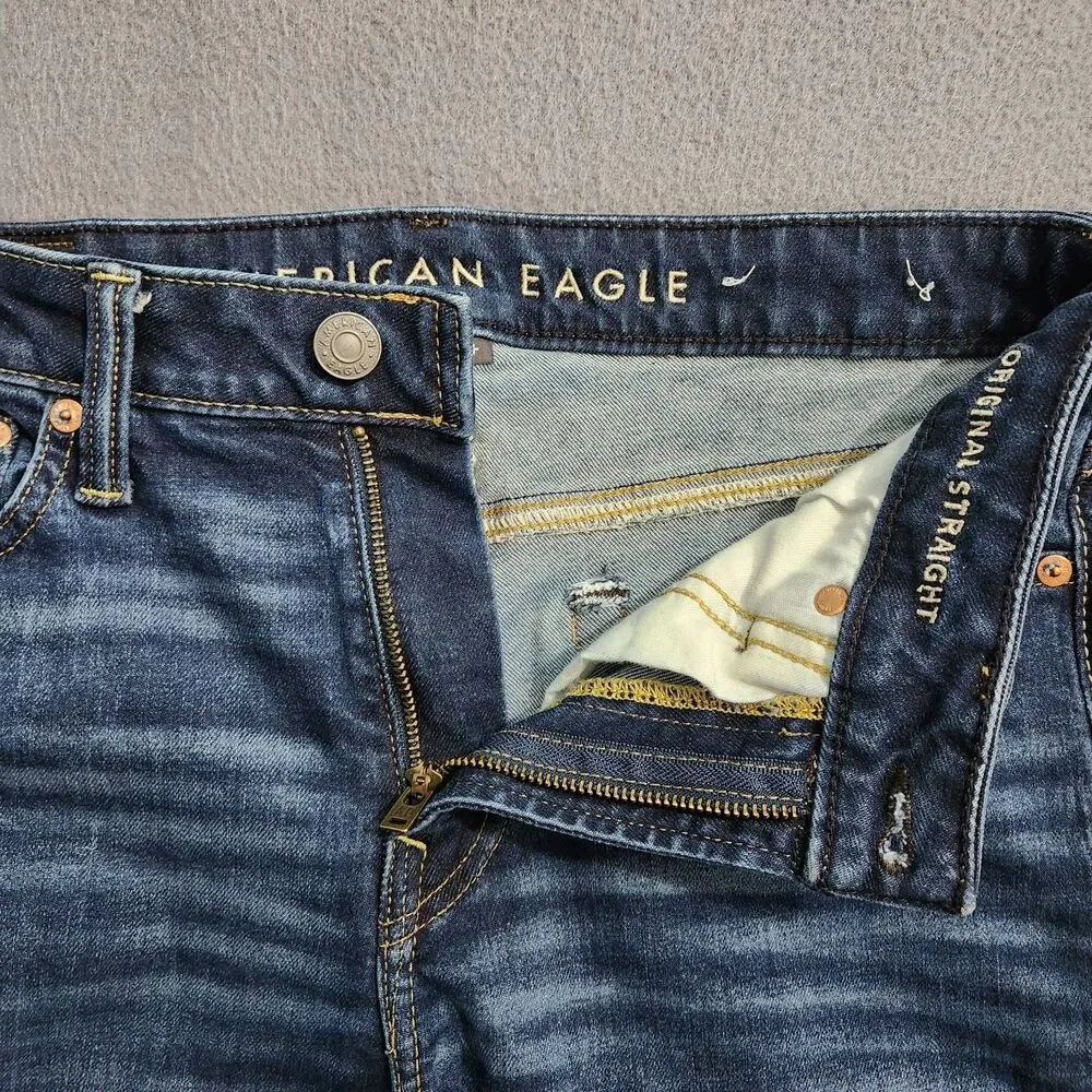 American Eagle Jeans Men 29X30 (30X29) Airflex+ Original Straight Leg Dark Wash